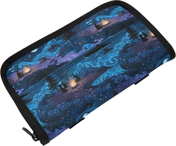 Car Tissue Holder Car Visor Organizer Tissue Box Holder for Car Sun Visor Organizer with Car Vehicle Accessories Essentials Interior for Women Men Blue Moon Campfire Pine Wave