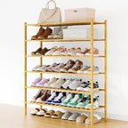 Smiry Shoe Rack, 6 Tier Long Bamboo Shoe Organizer, Stackable Free Standing Wooden Shoe Storage Shelf for Closet, Entryway, F
