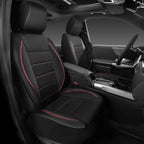 CAR PASS Air Mesh Leather Car Seat Covers Front Seats, Breathable Two Front Seat Covers for Cars, Comfortable Universal Fit for SUV Truck Sedan Automotive, Anti-Slip Airbag Compatible,Black and Red