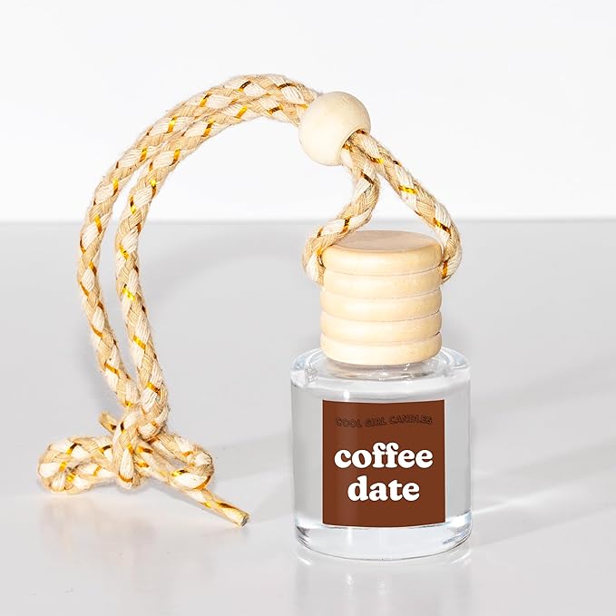 COOLGIRLCANDLES Coffee Date Car Hanging Fragrance Oil Diffuser - Air Freshener for Essential Oils, Scents Aromatherapy Automo