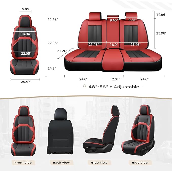 Coverado Car Seat Covers Front Set, Luxury Nappa Leather Seat Covers Universal Fit Waterproof Non-Slip Breathable Automotive 