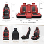 Coverado Car Seat Covers Front Set, Luxury Nappa Leather Seat Covers Universal Fit Waterproof Non-Slip Breathable Automotive 