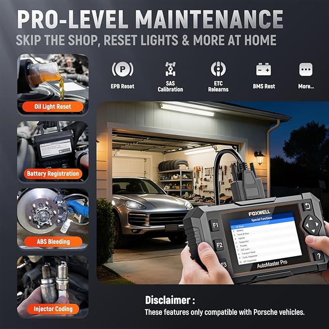 FOXWELL NT510 Pro fit for Porsche OBD2 Scanner with 12V Battery Tester, Full System Diagnostic Bidirectional Control Scanner