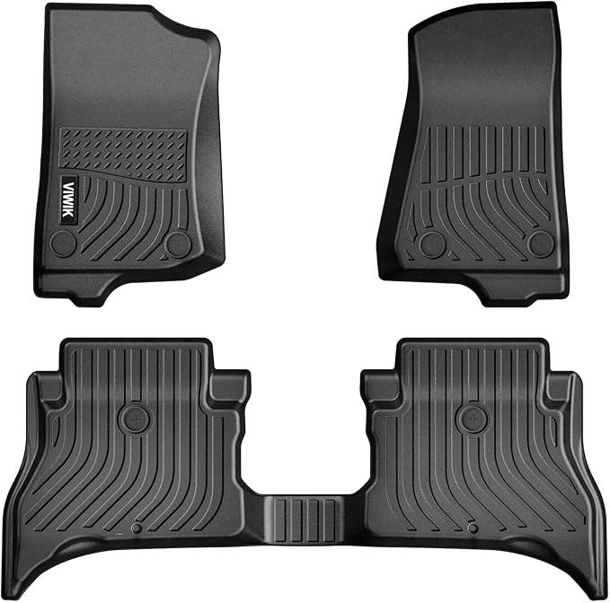 VIWIK Floor Mats for Jeep Wrangler 4XE Hybrid 2021 2022 2023 2024, Automotive All Weather Floor Liners for Jeep Wrangler 4XE Hybrid TPE Rubber Car Mats Front & Rear Non-Slip Odorless