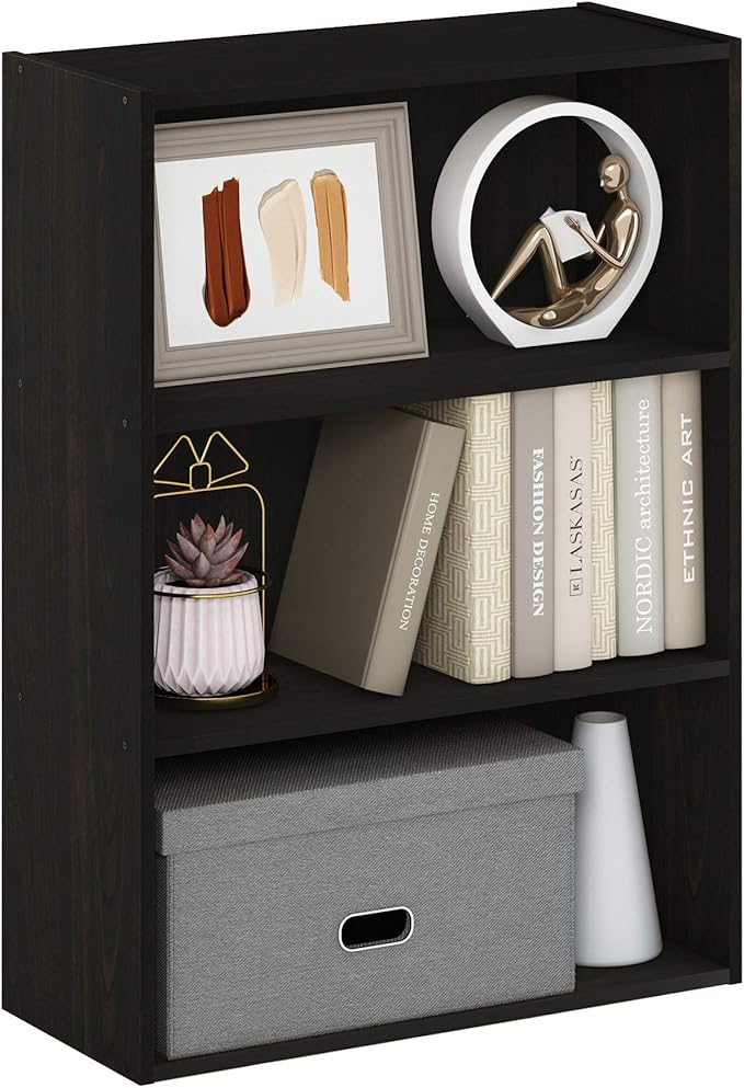 Furinno PASIR Book Shelf, 3-Tier Bookshelf, Storage Shelves Bookcase, 9.7 x 23.7 x 31.5, for Living Room, Bedroom, Home Offic