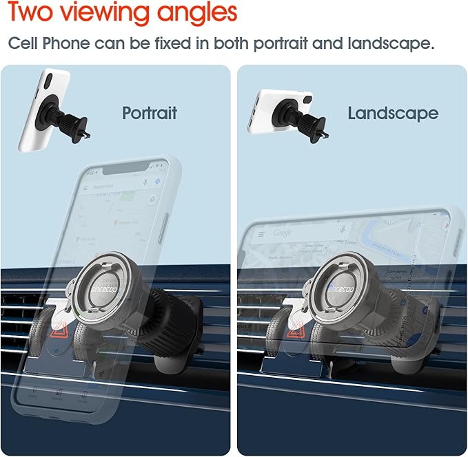 sincetop Car Phone Mount with Lock Hook, Horizontal Vent Fin Holder, One Hand Quick Mount & Release