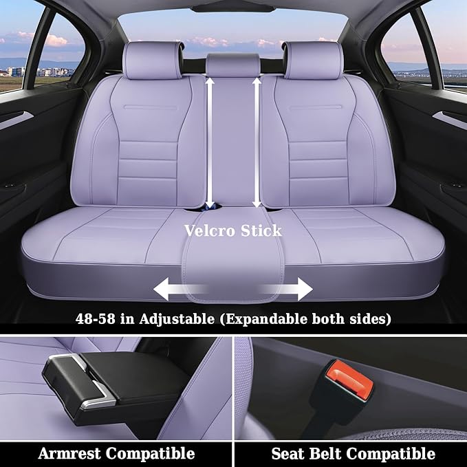 Coverado Car Seat Covers Full Set, Nappa Leather Seat Covers for Cars, Car Seat Protector Car Seat Cushion, Front and Back Se