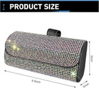 WZP Bling Sunglasses Holder for Car Sun Visor, Rhinestone Leather Eyeglasses Car Visor Clip Storage Glasses Organizer Case, Universal Vehicle Glasses Protective Storage Box for SUV Sedan Van (AB)