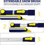 Michelin Snow Brush for Car Windshield (Pack of 2) - Snow and Ice Scraper with 43–63" Extendable Handle, 13" Swivel Head with Squeegee, 5" Heavy Duty Ice Scraper for SUV, Truck, Van, Auto Cleaning