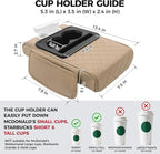 FREESOO Car Center Console Cover, Leather Armrest Cover for Car, Universal Middle Console Cushion with Storage Box, Cup Holder, Tissue Box & Phone Slot, Luxury Waterproof Interior Accessories, Beige