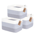 COMFY-HOMI 3PACK Cotton Rope Woven Basket With Handles for Shelves, Toy, Book, Cloth Storage Basket for Organizing|13.5" x 11