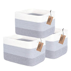 COMFY-HOMI 3PACK Cotton Rope Woven Basket With Handles for Shelves, Toy, Book, Cloth Storage Basket for Organizing|13.5" x 11