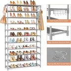 VILICK 11 Tiers Tall Wide Shoe Rack 55 Pairs Large Capacity Sturdy Durable Shoe Rack for Closet Metal Shoe Organizer Shelf wi