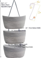 Over the Door Hanging Basket for Organizing 3 Tiers Woven Cotton Rope Wall Mount Storage basket Decorative Kitchen Hanging Or
