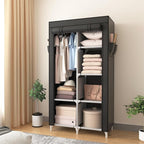 ROJASOP Portable Closet Wardrobe Closet for Hanging Clothes with 6 Storage Shelves, 1 Hanging Rod and 4 Pockets, Free Standin