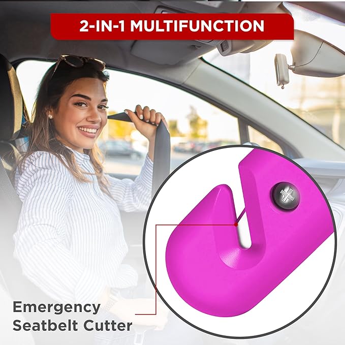 Swiss Safe 5-in-1 Emergency Car Safety Hammer – Car Window Breaker & Seatbelt Cutter, Heavy-Duty Escape Tool for Vehicle Emer