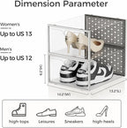 Pinkpum 18 Pack X-Large Shoe Storage Boxes Fit Size 12, Shoe Organizer for Closet Clear Plastic Stackable Shoe Dispaly Case H