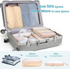 Cambond Mesh Compression Packing Cubes - 6 Piece Expandable See Through Packing Cubes for travel with Shoe and Makeup Bag, Tr