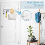 Tie Rack Belt Hanger Wall Mounted, Lomrsiul Non Slip 180 Degree Rotating Tie Organizer for Men Closet with 18 Hooks Closet Or