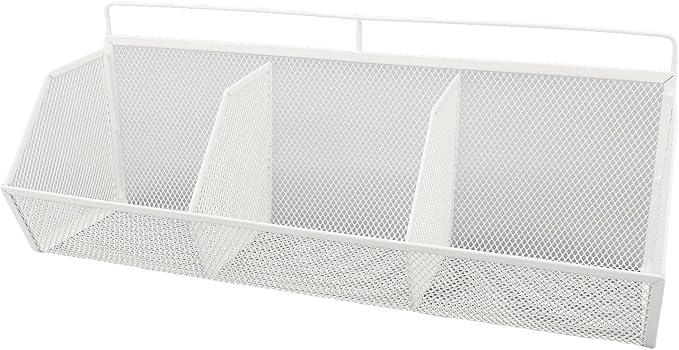 Metal Wire Basket, 3 Grids Wall Hanging Baskets, Wall Mount Slanted Opening Storage Organizer for Kitchen Bathroom Laundry Ro