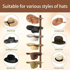 Cowboy Hat Rack, 6 Pieces Hat Rack for Cowboy Hats with Wooden Board, Metal Cowboy Hat Holder Wall Storage Hat Holder-Organiz