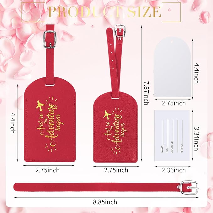 Amylove Bulk Luggage Tags Wedding Favors Adventure Begins Luggage Tags for Guests Travel Tag for Suitcase Bridal Gift 24 Pack