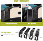 5-in-1 Car Back Seat Organizer and Storage with Extendable Cup Holder, Tissue Holder, Phone Holder, Hanging Hooks, Trash Bin, Back of Seat Car Headrest Organization Accessories for Women Man