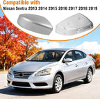 Moonlinks Compatible with Nissan Sentra 2013 2014 2015 2016 2017 2018 2019 Side Mirror Cover Replacement,Silver Left Driver & Right Passenger Side Door Rearview Side Mirror Cap Without Turn Signal