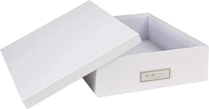Bigso Oskar Fiberboard Label Frame Document Letter Box - File Organizer Box for Important Paperwork - Durable Document Storag