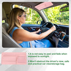 PATIKIL 1 Pcs Car Sun Visor Organizer, 12.8 x 6.5 Inch PU Leather Vehicle Storage Pouch Holder for Sunglasses Card Pen Driver License Car Accessories, Pink