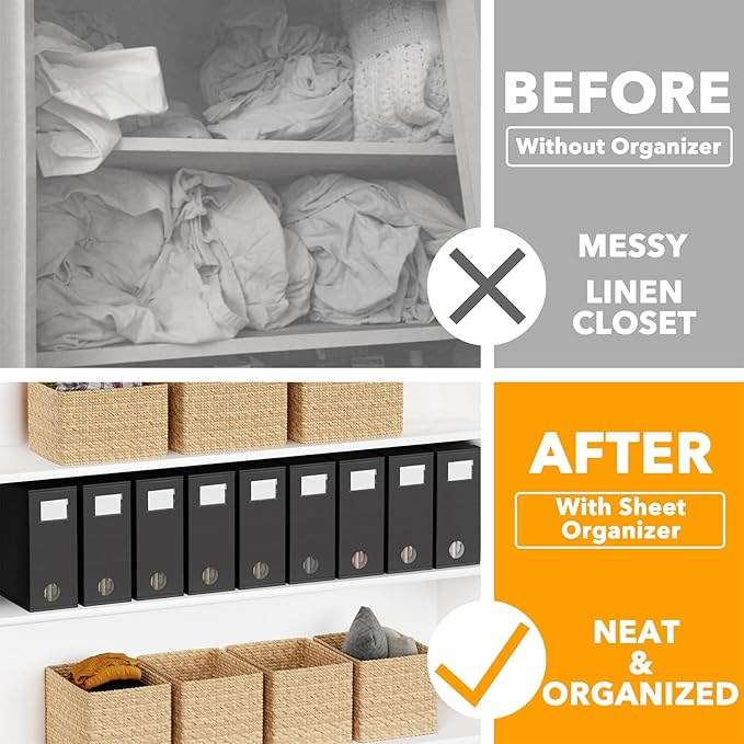 SpaceAid 9 Pack Bed Sheet Organizers and Storage, Foldable Sheet Organizer with Window for Linen Closet, Set Folder Keeper fo