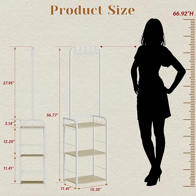 Hayexiha Tall Purse Organizer for Women with Purse Hanger, Floor-Standing Purse Rack Stand for Purse Storage, Narrow & High-C