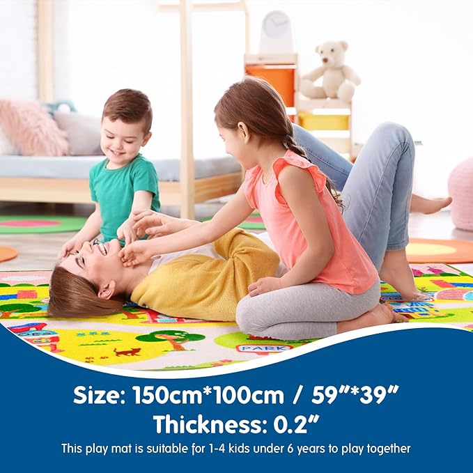 Booooom Jackson Enchanting Kids Pink Castle Rug with Cartoon Park-Flower,Shoes,Clothes,House Design-Perfect for Imaginative P