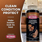 Weiman Leather Cleaner Wipes - Clean Condition UV Protection Help Prevent Cracking or Fading of Furniture, Car Interior, Couc