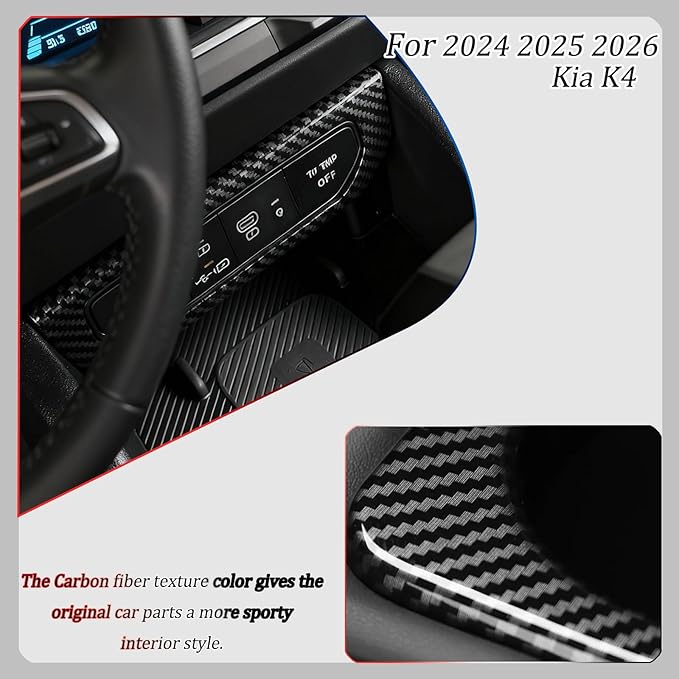 Center Console Switch Cover,for Kia K4 2024 2025 2026, Door Panel Cover,USB Panel Cover,Charging Port USB Hole Protective Cover - Carbon Fiber Protective Accessories