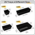 Vtopmart 25 PCS Office Desk Drawer Organizers Set, 4-Size Versatile Plastic Drawer Organizer Trays, Storage Bins for Desk Acc
