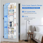 Univivi Over the Door Organizer, 6 Tiers Behind Door Storage with Clear Deep Pockets Hanging Organizer for Closet, Bedroom, N