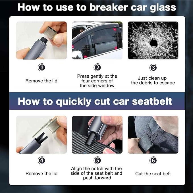 Window Breaker Seatbelt Cutter, 2-in-1 Car Window Breaker Tool,Emergency Glass Breaker and Auto Escape Tool，Safety Hammer for