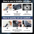 Window Breaker Seatbelt Cutter, 2-in-1 Car Window Breaker Tool,Emergency Glass Breaker and Auto Escape Tool，Safety Hammer for