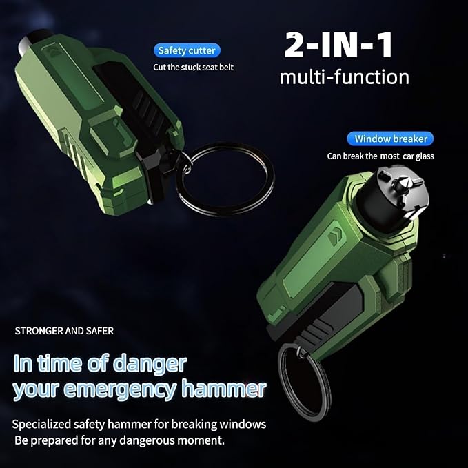 Window Breaker and Seatbelt Cutter Keychain,2 in 1 Car Safety Hammer Glass Break Under Water,Emergency Window Punch Escape To
