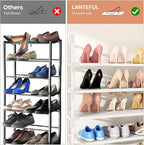 LANTEFUL 11 Tiers Tall Shoe Rack Holds 55 Pairs of Shoes with 18pcs Hooks Sturdy Wide Shoe Organizer Storage Free Standing Me