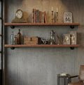 IEO 36 Inch Industrial Pipe Shelving Shelves,Solid Pine Long Floating Shelves for Wall, Wood Wall Shelf 9.84 Inch Extra Depth