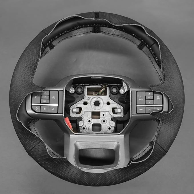 MEWANT Hand Stitch Perforated Embossed Faux Leather Steering Wheel Cover for Ford F150 Lightning F350 2024 Expedition