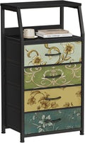 Furnulem Retro Dresser for Bedroom, Small Dresser for Closet, Vintage Nightstand with 4 Drawers, Fabric Storage Organizer Bed