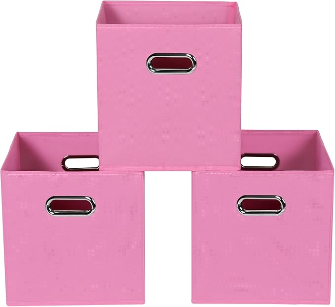 Fabric storage bins Cubes, Fabric Cube Organizer with Handle, Foldable Cube Bins for Cloth or Accessary Storage, 11x11x11, Se