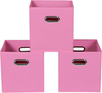 Fabric storage bins Cubes, Fabric Cube Organizer with Handle, Foldable Cube Bins for Cloth or Accessary Storage, 11x11x11, Se