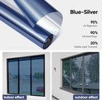 SUNBABY Window Tint for Home, One Way Privacy Film Heat & UV Blocking, Static Cling No Glue Renter Friendly Cover for Home Bedroom, Office & Sliding Glass Door, 35.4 x 78.7 Inch, 3 Tools, Blue