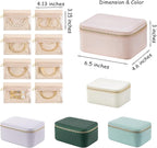 VLANDO Travel Jewelry Box Organizer – Portable PU Leather Jewelry Case with 6/8/12 Zippered Pouches, Compact Storage for Earr