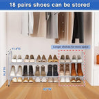 KEETDY 2-Tier Long Shoe Rack for Closet Shoe Organizer for Entryway, Metal Stackable Shoe Storage Shelf for 18 Pairs Sneakers