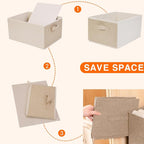 JAKAGO Fabric Storage Bins set of 4 Rectangle Storage Baskets with Handle Foldable Closet Organizer for Clothes Towel bedding